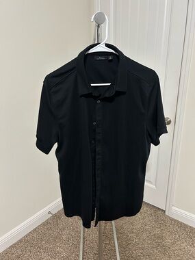 Marc Anthony Black Short-Sleeve Button-Down Shirt
